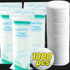 A stack of 1000 disposable cotton pads for makeup removal and face cleaning.