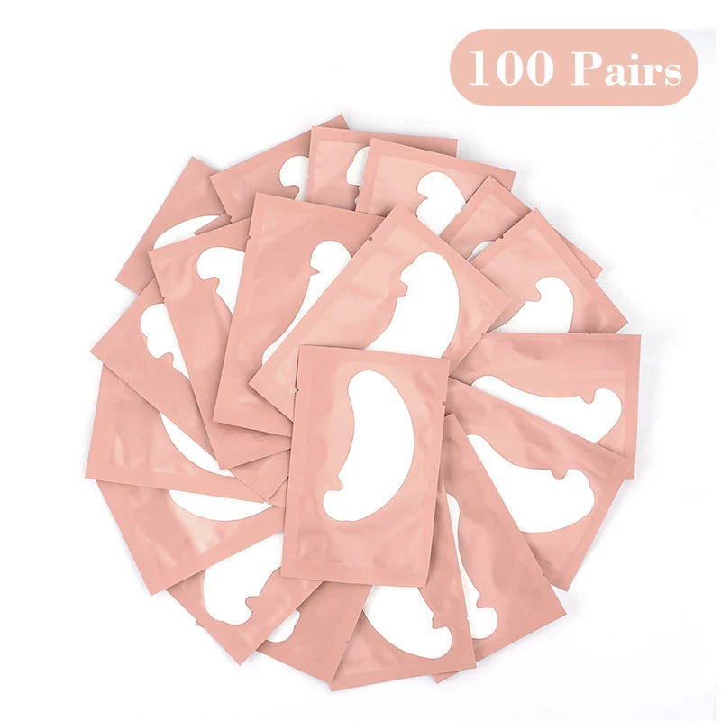 100 paires de tampons hydrogel roses pour extensions de cils
