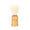 Set de afeitar y cepillo facial de madera con cabeza de cepillo rubia clara y mango de madera.