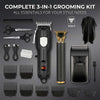 Komplettes 3-in-1-Grooming-Set mit Haarschneidewerkzeugen wie Klingen, Scheren, Kämme und Trimmen