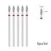 A set of five silver diamond nail drill bits with varying sizes and a 2.5mm measurement guide.