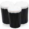 A set of black disposable lip wands with white cotton tips.