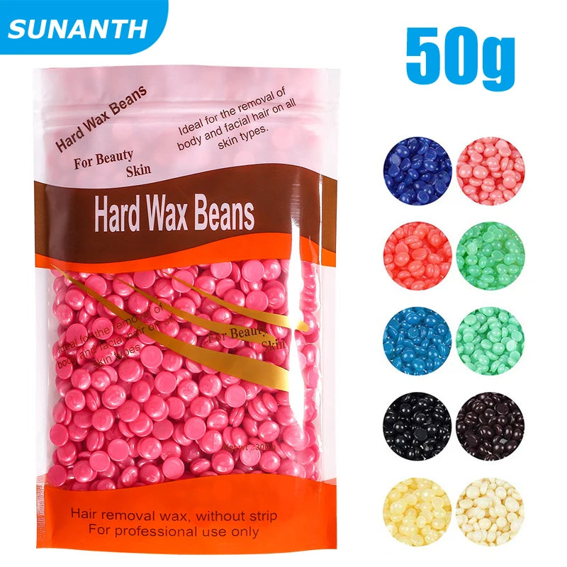 A package of Hard Wax Beans for beauty skin with various colored wax beads.