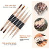 A set of professional double-ended nail art brushes with stainless steel grips for drawing nail lines.