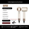 A light gold 5-in-1 bladeless hair dryer set featuring soft, smooth, styling, anti-frizz, and diffusion nozzles.