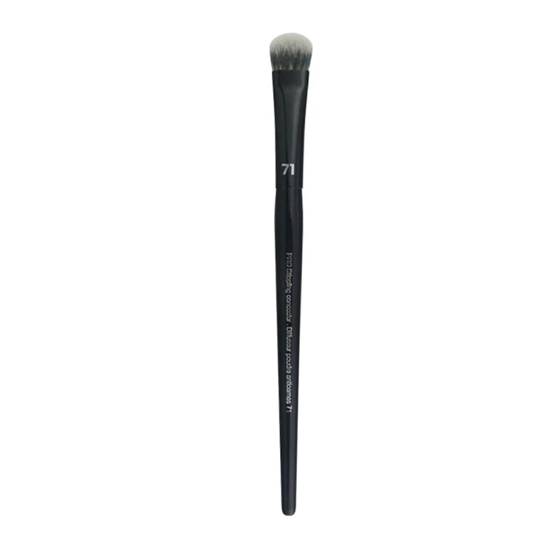 A black professional makeup brush used for contouring and highlighting.