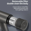 Close-up of a removable filter attachment for a professional electric hair dryer used in barbering.