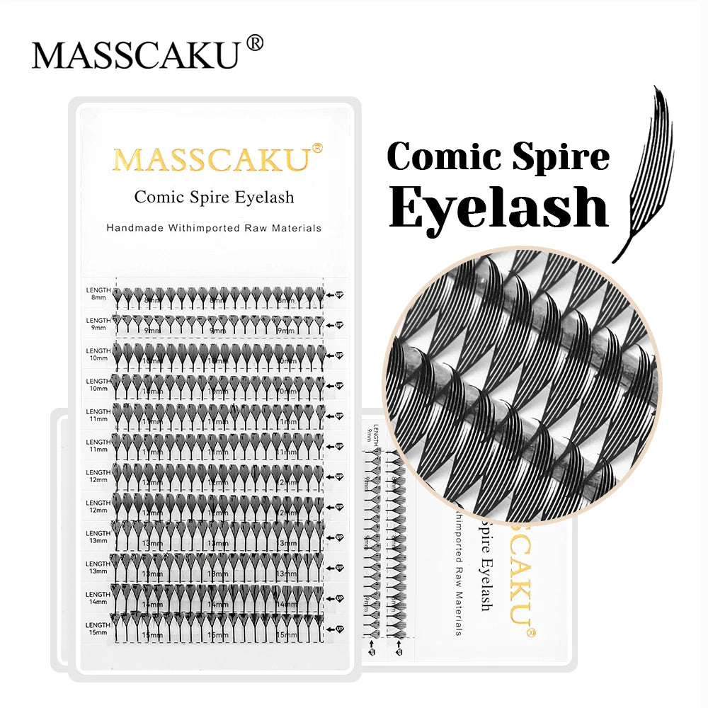 Packaging for MASSCAKU Comic Spire Eyelash, a set of handmade eyelash products.
