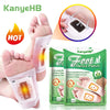 Pack of KanyeHB Detox Foot Patches for stress relief and detoxification shown on a foot.
