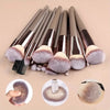 A set of complete makeup brushes for face and eyes, showing various sizes and brush heads.