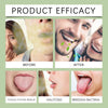 Before and after images showing the efficacy of a deep clean tongue scraper and refreshing gel kit for reducing residue, hali