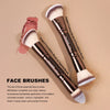 A set of three angled contour and foundation brushes shown on a beige background.