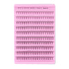 A pink plastic tray holding 10 rows of individual mink false eyelashes with varying lengths.