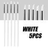 A set of five white silicone nail art brushes for gel polish application.