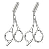 Pair of precision stainless steel eyebrow scissors with a comb.