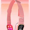 A pink facial lifting massager with LED lights is shown on a white background.