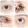 A set of professional eyelash curlers demonstrating how to clean, place lashes, and curl eyelashes.