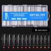 Une boîte de 240 tips full cover extra longues pour extensions d'ongles, montrant différentes tailles et numéros clairs.