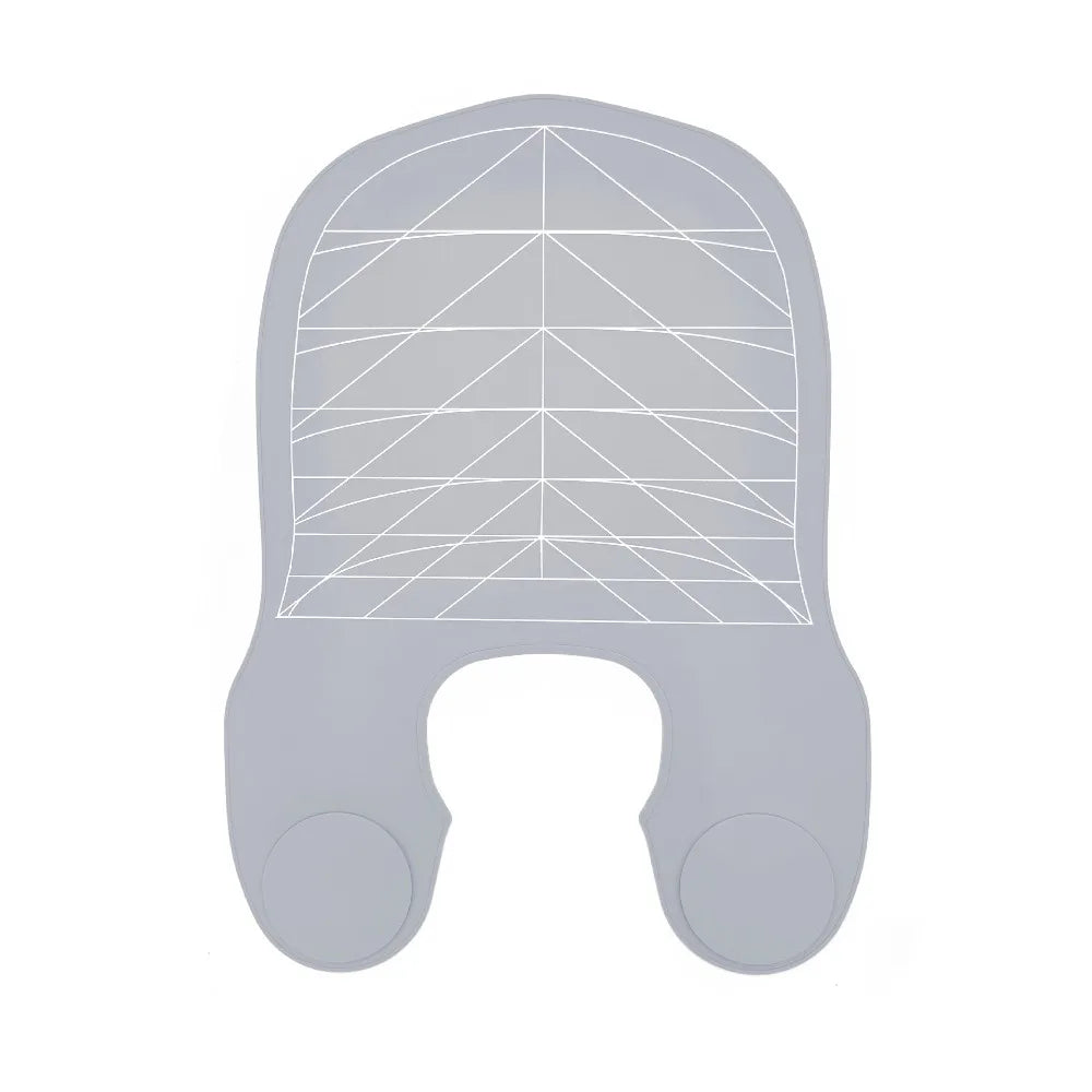 A light gray reusable silicone hair dyeing cape with a cutting collar.