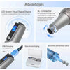 Kit profesional de dermapen mostrando diversas características como pantalla LED, conector de 3L, carga USB y...