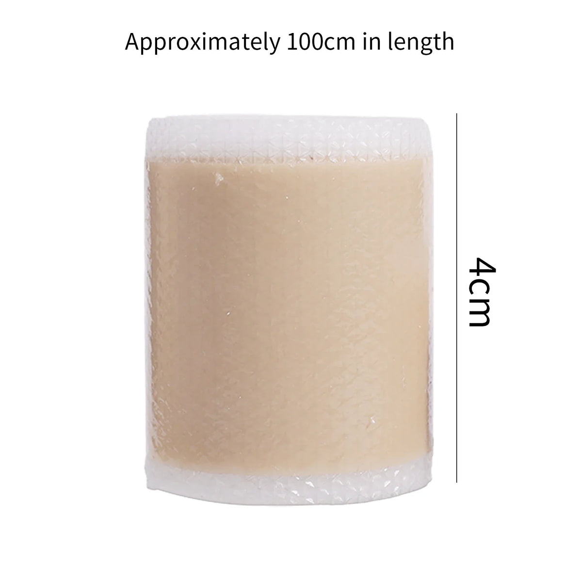 A cylindrical silicone self-adhesive scar covering patch, approximately 100cm long and 4cm in diameter.