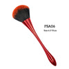 A red and black makeup dusting brush with a rose gold handle, size 4.5*19cm.