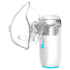 A white portable mesh nebulizer device with a clear mask component is shown.