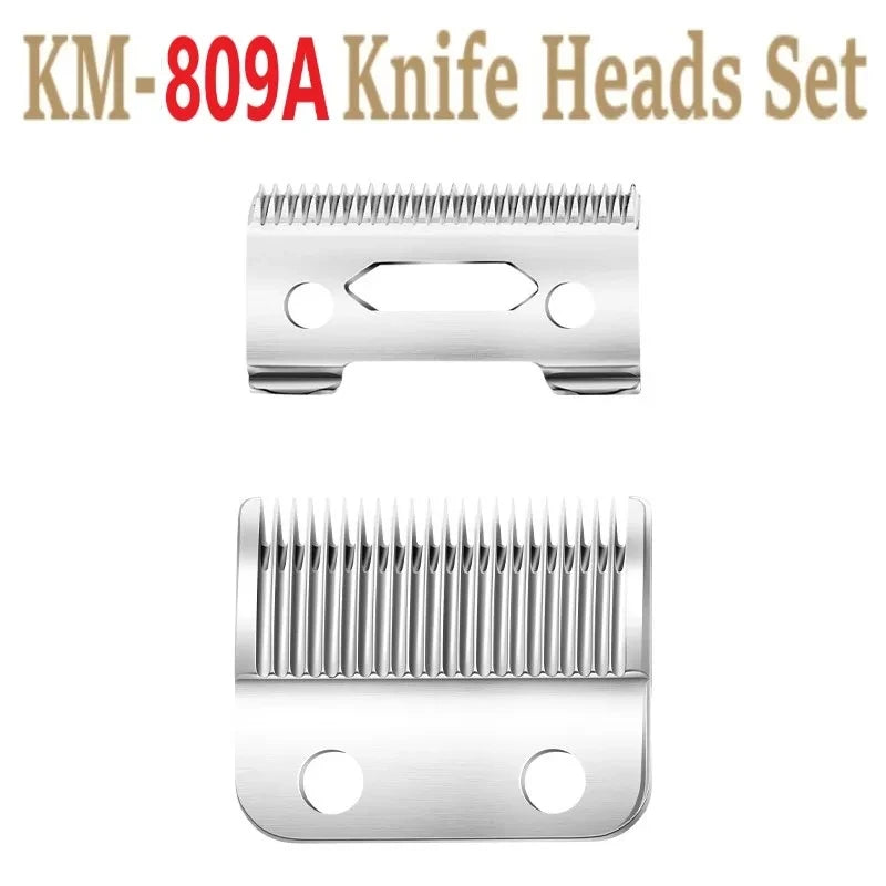 A set of KM-809A knife heads for professional precision grooming.