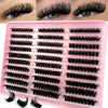 A pink plastic tray filled with black lash clusters for dramatic eye looks