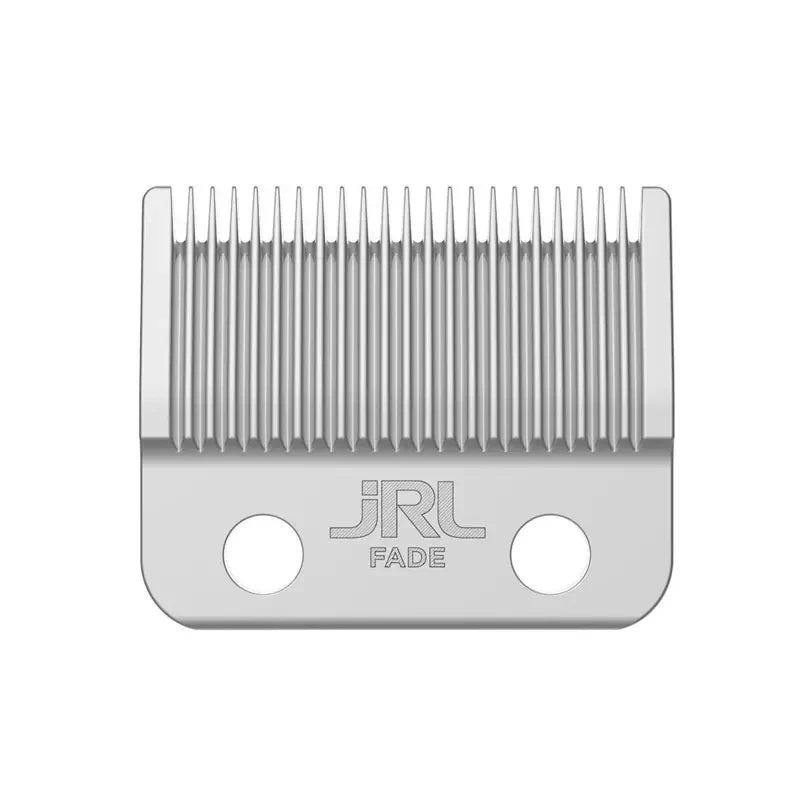 Silver metal comb or rake with a fade marking on the bottom