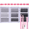 A set of individual clusters lashes in various lengths and styles packaged for DIY eyelash extensions.