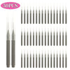 A set of 50 mini brow and eyelash combs in a gray color arranged in rows.