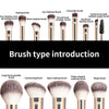 A collection of 13 professional makeup brushes including dyeing, eyeshadow, concealer, and various shaping brushes.