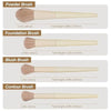 A set of four makeup brushes including a powder brush, foundation brush, blush brush, and contour brush.
