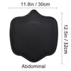 Black abdominal compression support board measuring 11.8 inches by 12.5 inches.