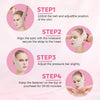 A four-step guide showing how to use an adjustable facial slimming strap for contouring.