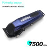 A blue professional rotary motor for electric hair clippers, showing the motor assembly and RPM rating.