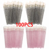 A set of 100 crystal applicator wands for lip and eyelash extensions in silver and pink colors.