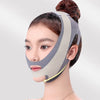 A woman wearing a gray V-Line face sculpting and slimming strap on her face.