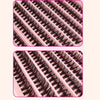 Gros plan d'un ensemble d'ongles à cils DIY fins montrant divers styles et couleurs de cils.