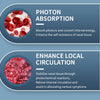 Diagram showing photon absorption and enhanced local circulation for nasal tissue relief.