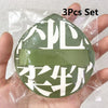 A set of three green and white makeup puffs packaged in a clear plastic bag.