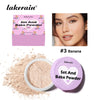Lakerain Set And Bake Powder product featuring a pink container and loose powder