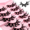 A close-up of pink false eyelashes showing a dramatic, voluminous, and curled wet look style.