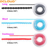 Three types of dental orthodontic elastic chains shown: Long, Short, and Continuous.