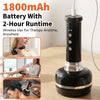 Black cupping therapy tool with a charging cable and various usage scenarios shown.