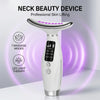 A white professional skin lifting neck beauty device with LED light therapy features and massage modes