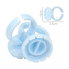 A set of light blue disposable glue rings for eyelash extensions and nail art, shown with dimension lines.
