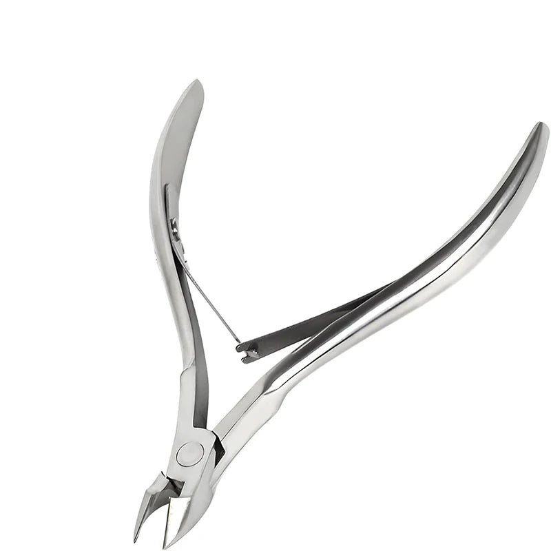 A pair of professional stainless steel cuticle nail nippers.