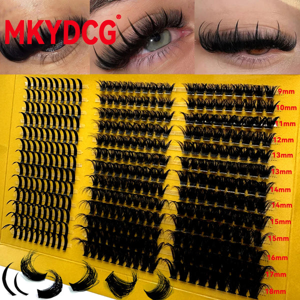 A display of DIY mega volume lash clusters in various lengths and styles for dramatic eye looks.